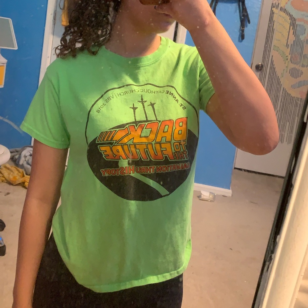 Green back to the future shirt
